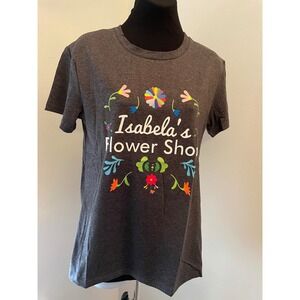Isabelas Flower Shop Graphic T Shirt Dark Gray Short Sleeve Casual Top Size S